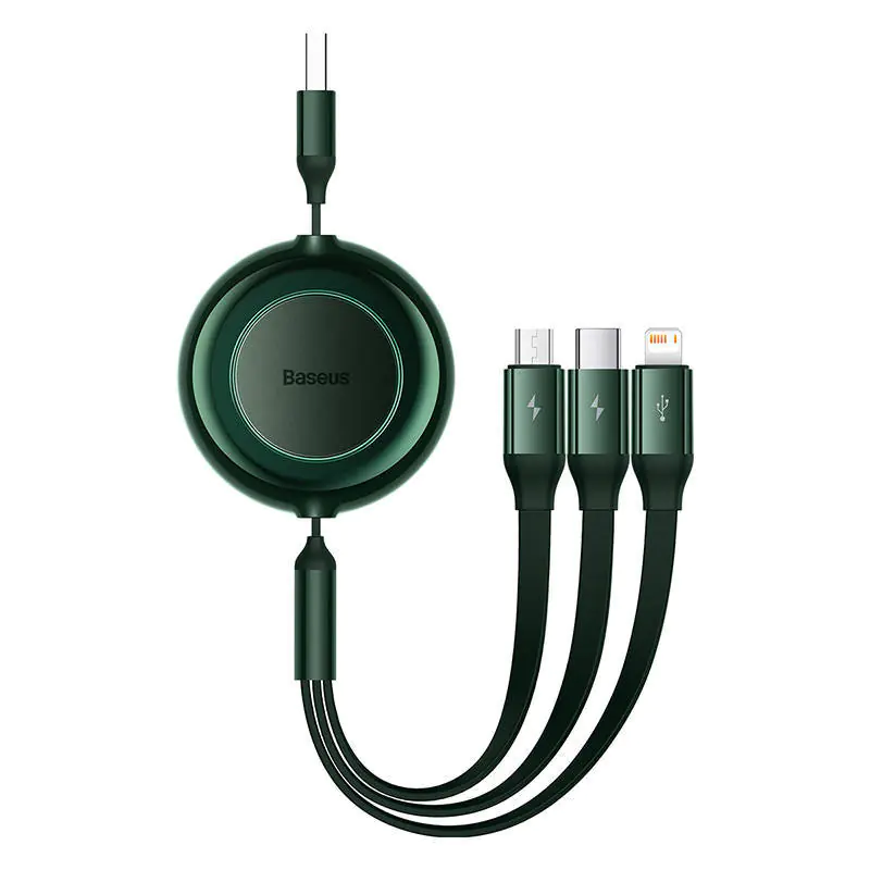⁨Baseus Bright Mirror 2 USB 3in1 cable, micro USB / Lightning / USB-C, flat, 3.5A, 1.1m (green)⁩ at Wasserman.eu
