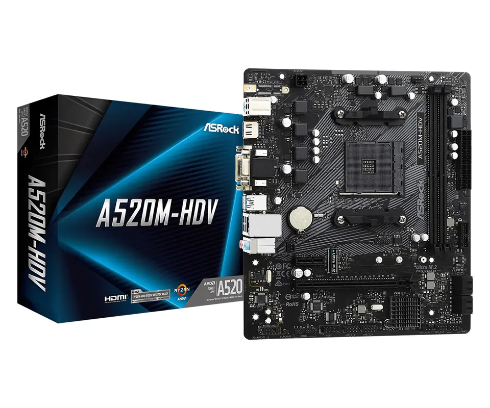 ⁨Asrock A520M-HDV Socket AM4 micro  ATX⁩ at Wasserman.eu