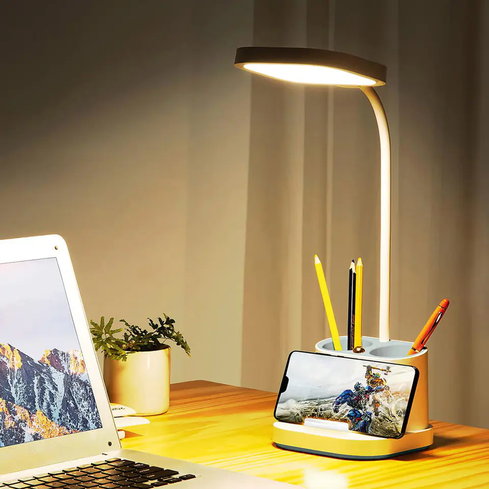 ⁨Lampka biurkowa LED PLATINET PEN HOLDER biala 4W (45777)⁩ w sklepie Wasserman.eu