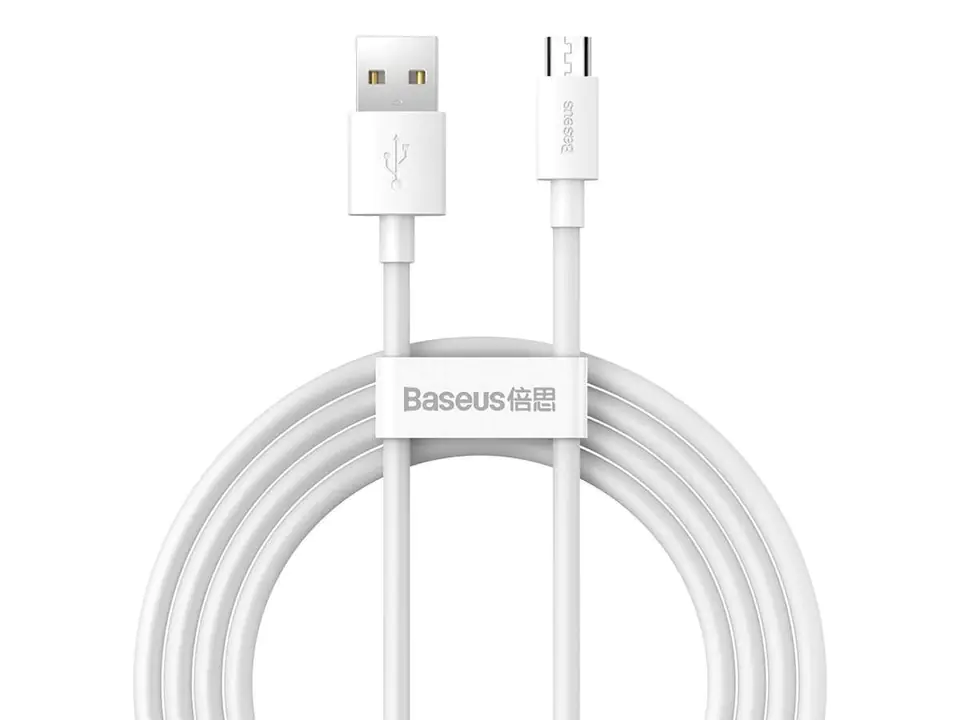 ⁨Kabel 1.5m Baseus przewód x2 USB - micro USB 2.1A White⁩ w sklepie Wasserman.eu