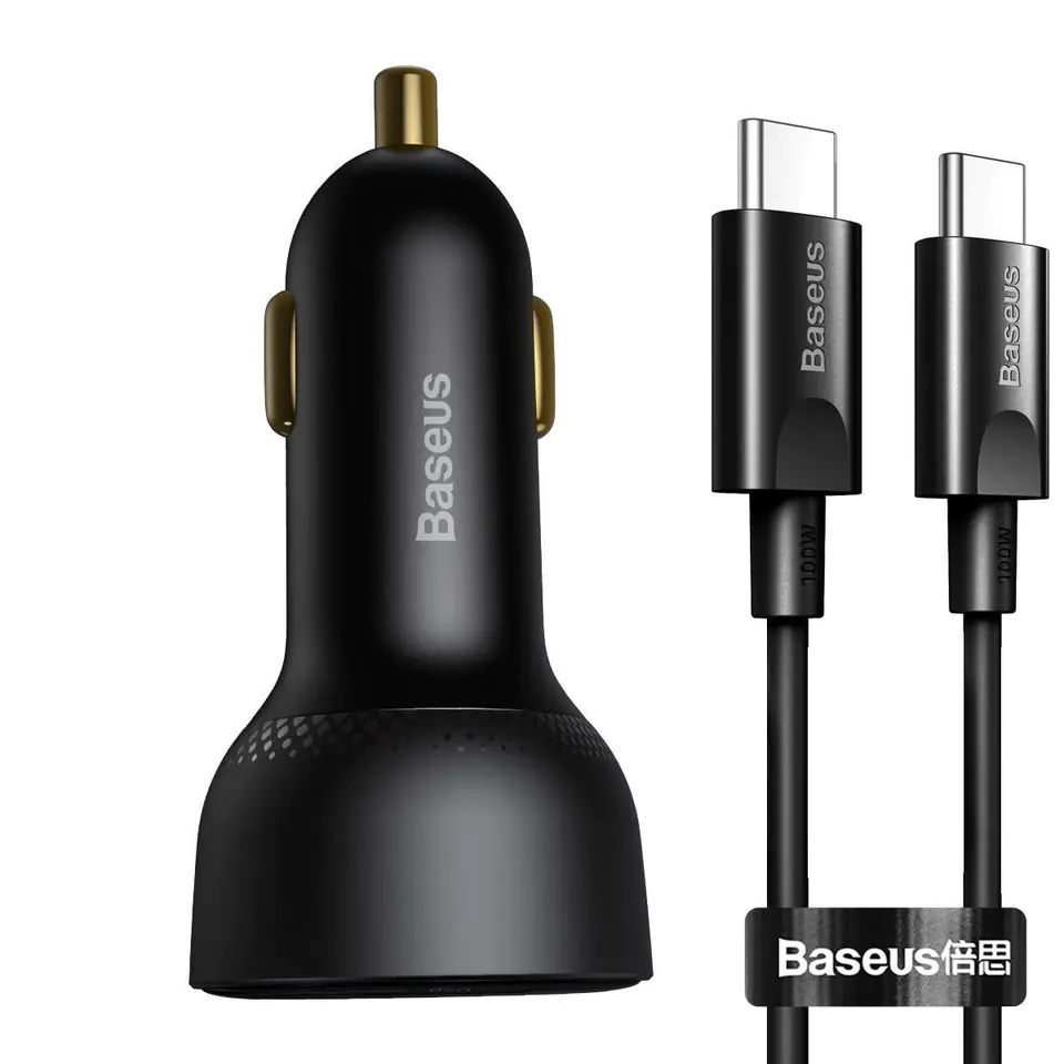 ⁨Baseus Superme USB, USB-C, 100W car charger + USB-C cable(black)⁩ at Wasserman.eu