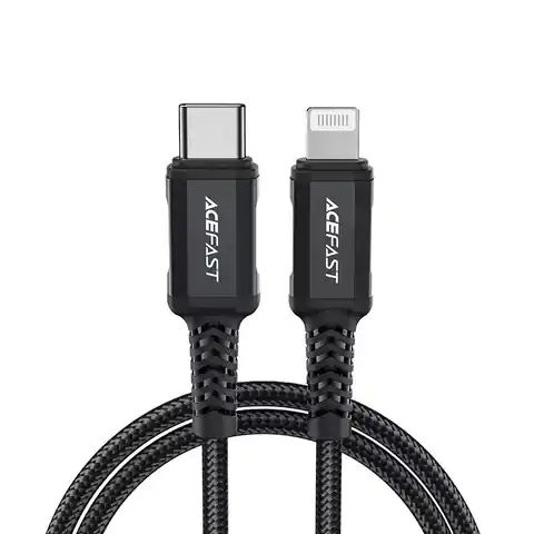 ⁨Acefast kabel MFI USB Typ C - Lightning 1,8m, 30W, 3A czarny (C4-01 C Black)⁩ w sklepie Wasserman.eu