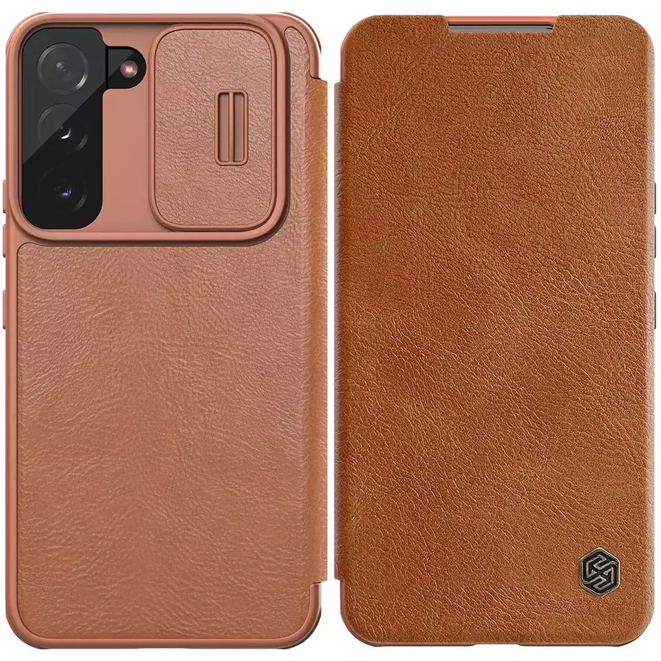 ⁨Nillkin Qin Leather Pro Case Case for Samsung Galaxy S22+ (S22 Plus) Camera Cover Holster Case Cover Flip Brown⁩ at Wasserman.eu