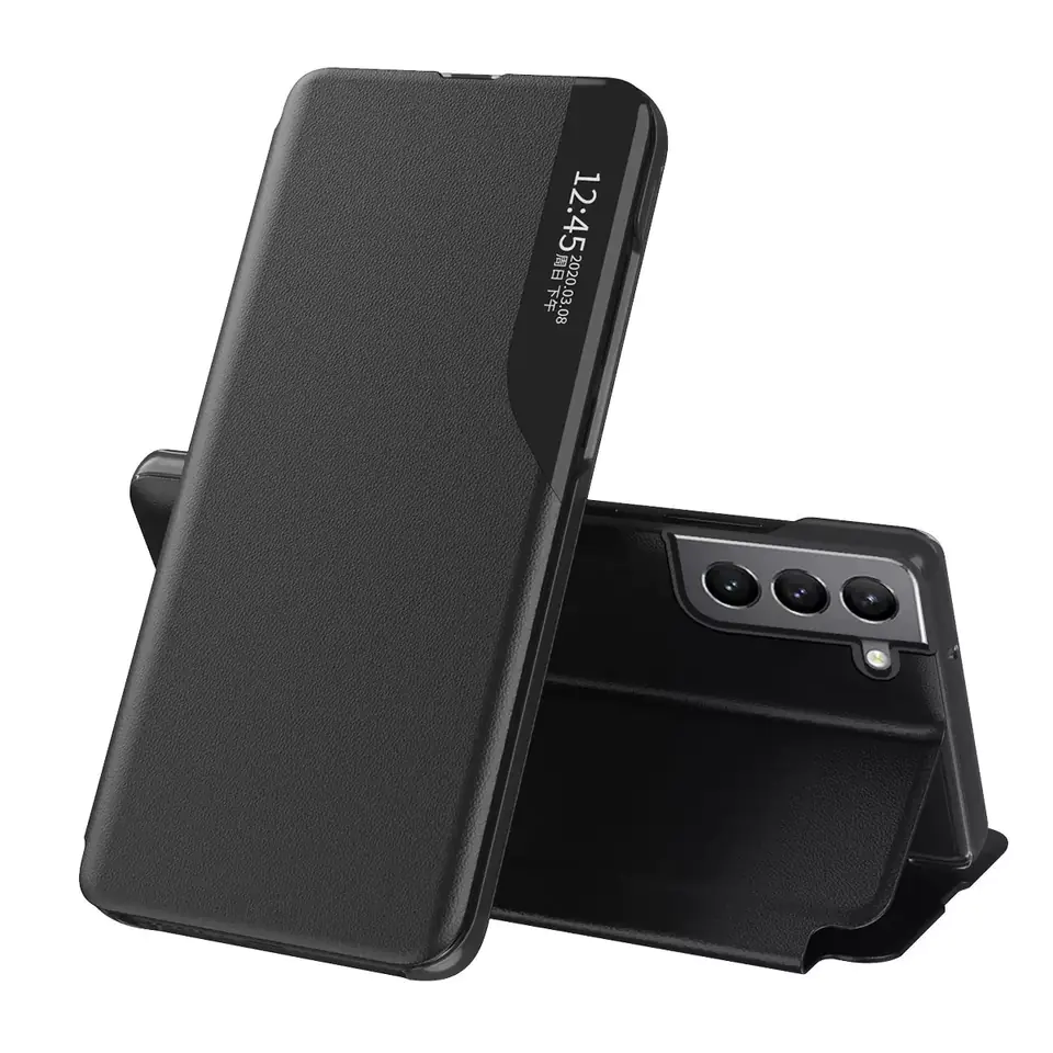 ⁨Eco Leather View Case elegant case with flip and stand function Samsung Galaxy S22+ (S22 Plus) black⁩ at Wasserman.eu