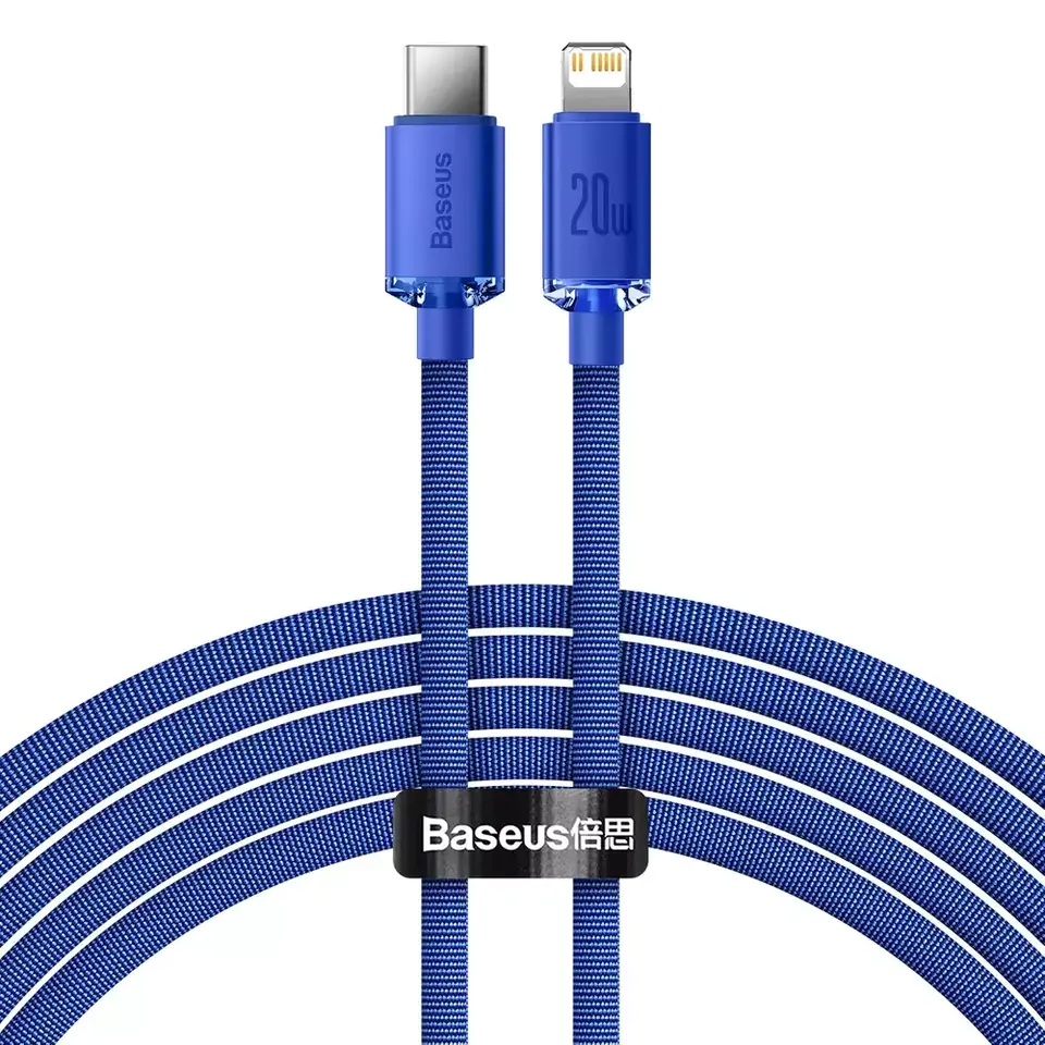 ⁨Baseus Crystal Shine Series kabel przewód USB do szybkiego ładowania i transferu danych USB Typ C - Lightning 20W 2m niebieski (CAJY000303)⁩ w sklepie Wasserman.eu