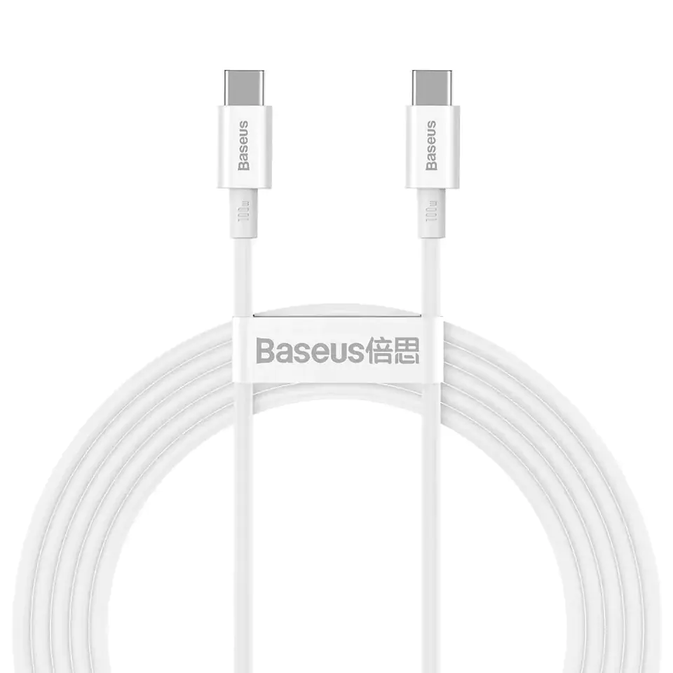 ⁨Baseus Superior kabel przewód USB Typ C - USB Typ C szybkie ładowanie Quick Charge / Power Delivery / FCP 100W 5A 20V 2m biały (CATYS-C02)⁩ w sklepie Wasserman.eu