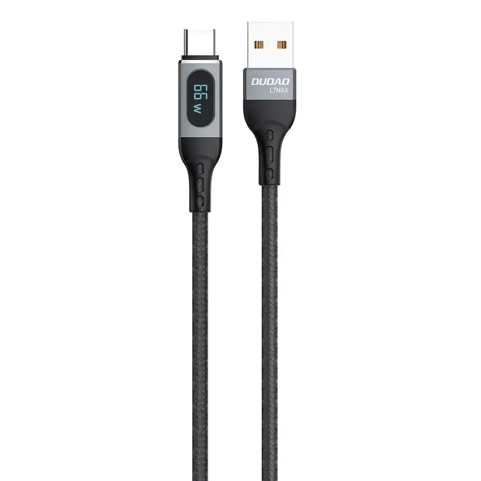 ⁨Dudao kabel USB - USB Typ C szybkie ładowanie PD 66W czarny (L7Max)⁩ w sklepie Wasserman.eu
