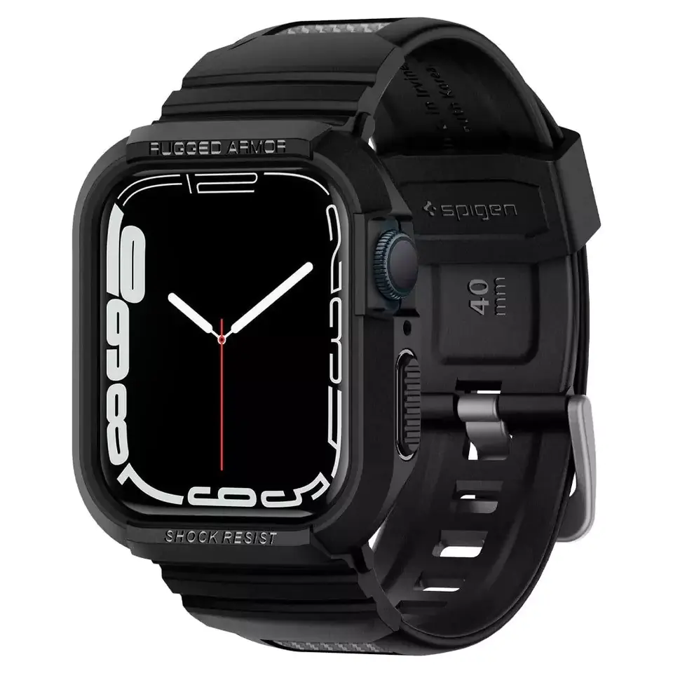 ⁨Spigen rugged armor ”pro” apple watch 4 / 5 / 6 / 7 / 8 / se (40 / 41 mm) black⁩ w sklepie Wasserman.eu