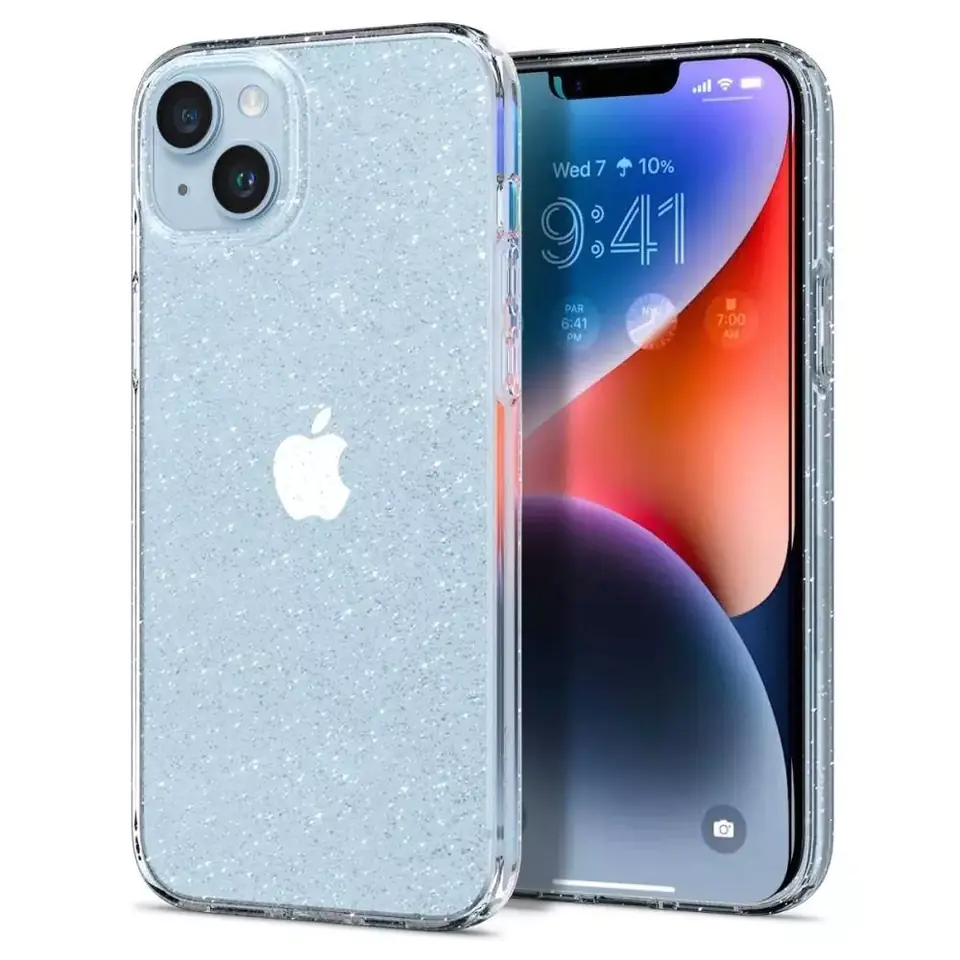 ⁨Spigen Liquid Crystal silikonowe etui z brokatem iPhone 14 przezroczyste⁩ w sklepie Wasserman.eu