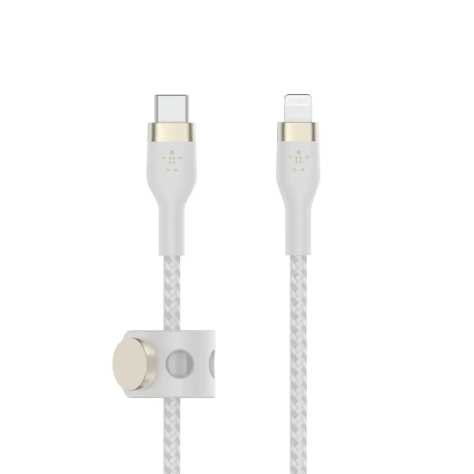 ⁨Kabel BoostCharge USB-C/Lightning Silikonowy w oplocie 3m biały⁩ w sklepie Wasserman.eu