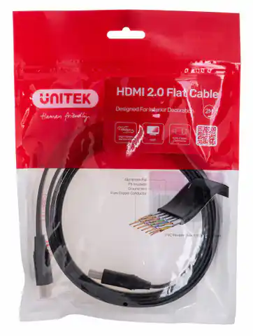 ⁨UNITEK KABEL HDMI 2.0 4K60HZ,FLACH,2M,C11063BK-2M⁩ im Wasserman.eu