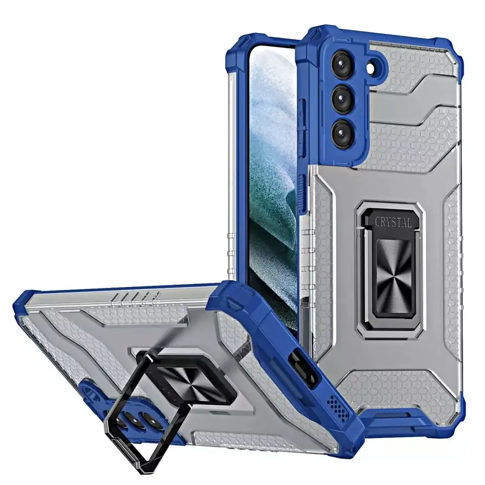 ⁨Crystal Ring Case Armored Hybrid Case + Magnetic Holder Samsung Galaxy S22+ (S22 Plus) blue⁩ at Wasserman.eu