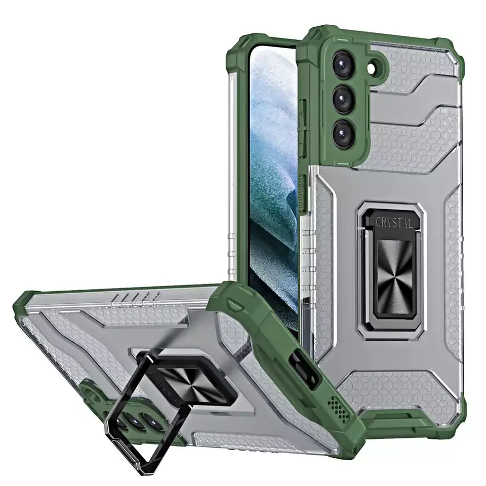 ⁨Crystal Ring Case Armored Hybrid Case + Magnetic Holder Samsung Galaxy S22+ (S22 Plus) green⁩ at Wasserman.eu