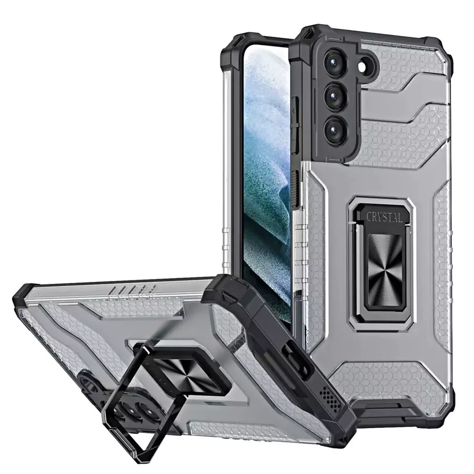 ⁨Crystal Ring Case armored hybrid case + magnetic holder Samsung Galaxy S22+ (S22 Plus) black⁩ at Wasserman.eu