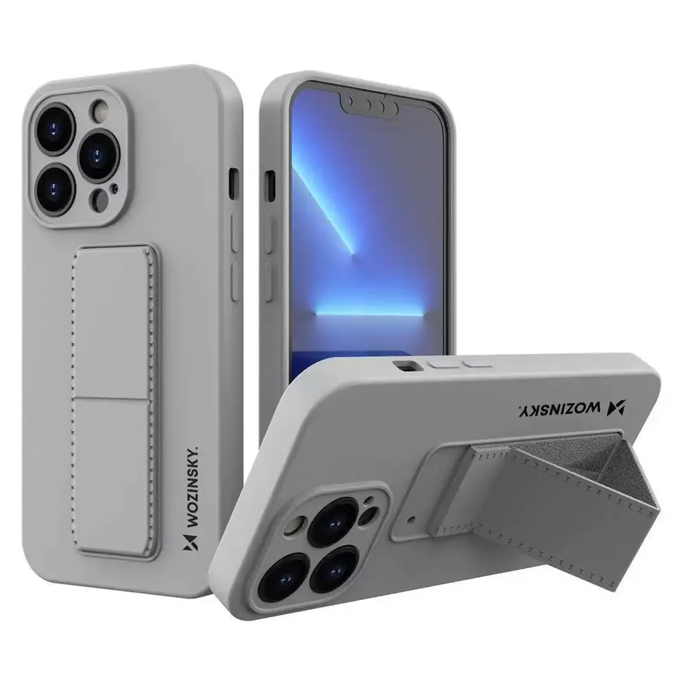 ⁨Wozinsky Kickstand Case Silicone Case with Stand iPhone 13 Grey⁩ at Wasserman.eu