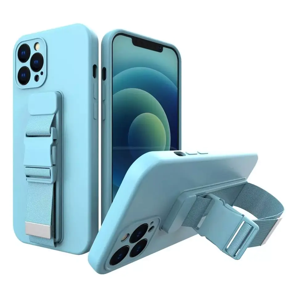 ⁨Rope case gel case with lanyard chain bag lanyard iPhone 13 Pro Max blue⁩ at Wasserman.eu