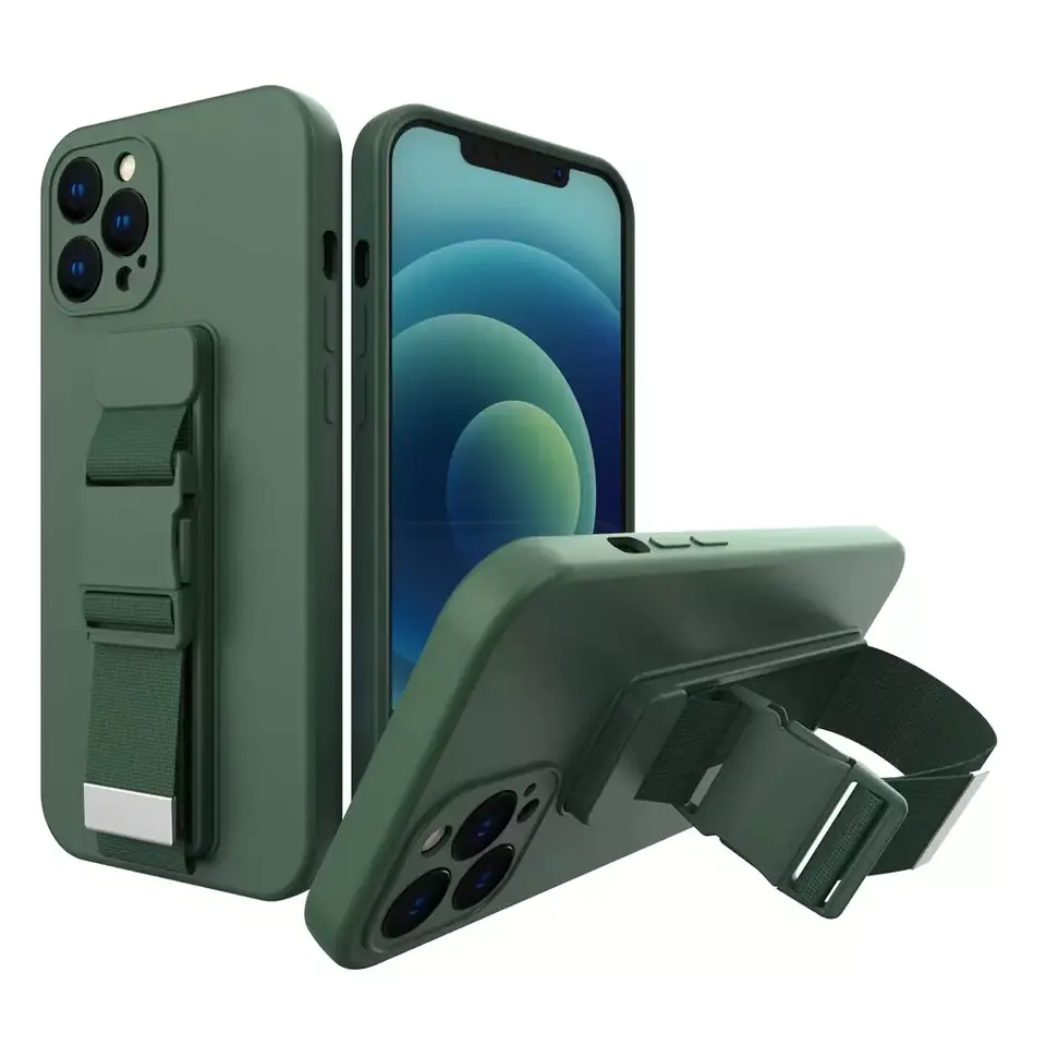 ⁨Rope case gel case with lanyard chain bag lanyard iPhone 12 Pro Max dark green⁩ at Wasserman.eu
