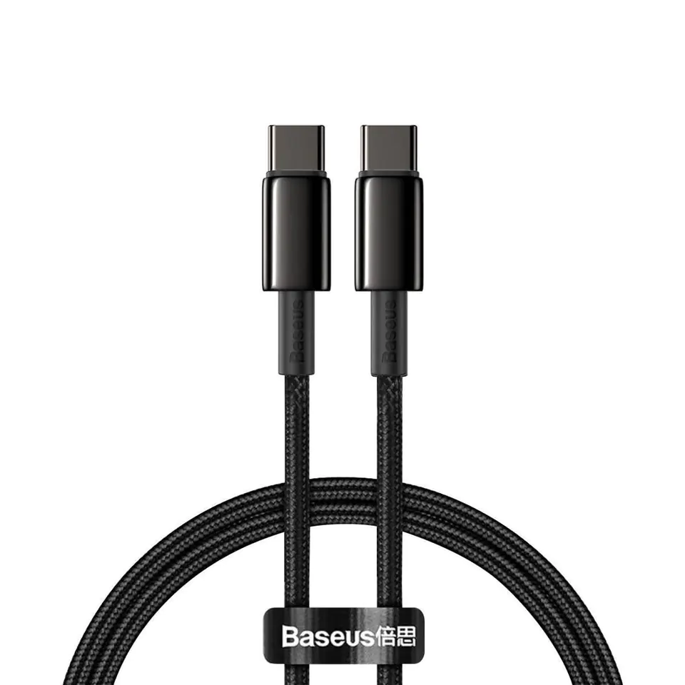 ⁨Kabel USB-C do USB-C Baseus Tungsten Gold, 100W,  2m (czarny)⁩ w sklepie Wasserman.eu