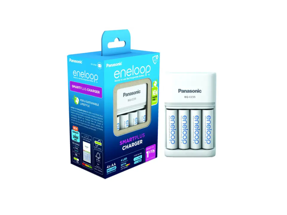 ⁨eneloop Smart and Quick BQCC55+AA charger 4 pieces⁩ at Wasserman.eu