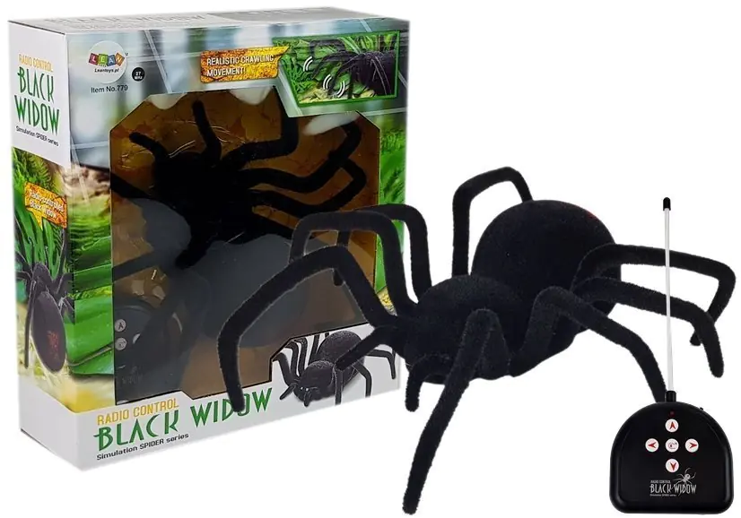 ⁨Large hairy spider remote-controlled black widow⁩ at Wasserman.eu