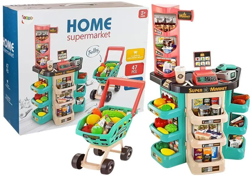 ⁨Zestaw Supermarket Koszyk Sklepowy Waga Czytnik Kart Skaner⁩ w sklepie Wasserman.eu