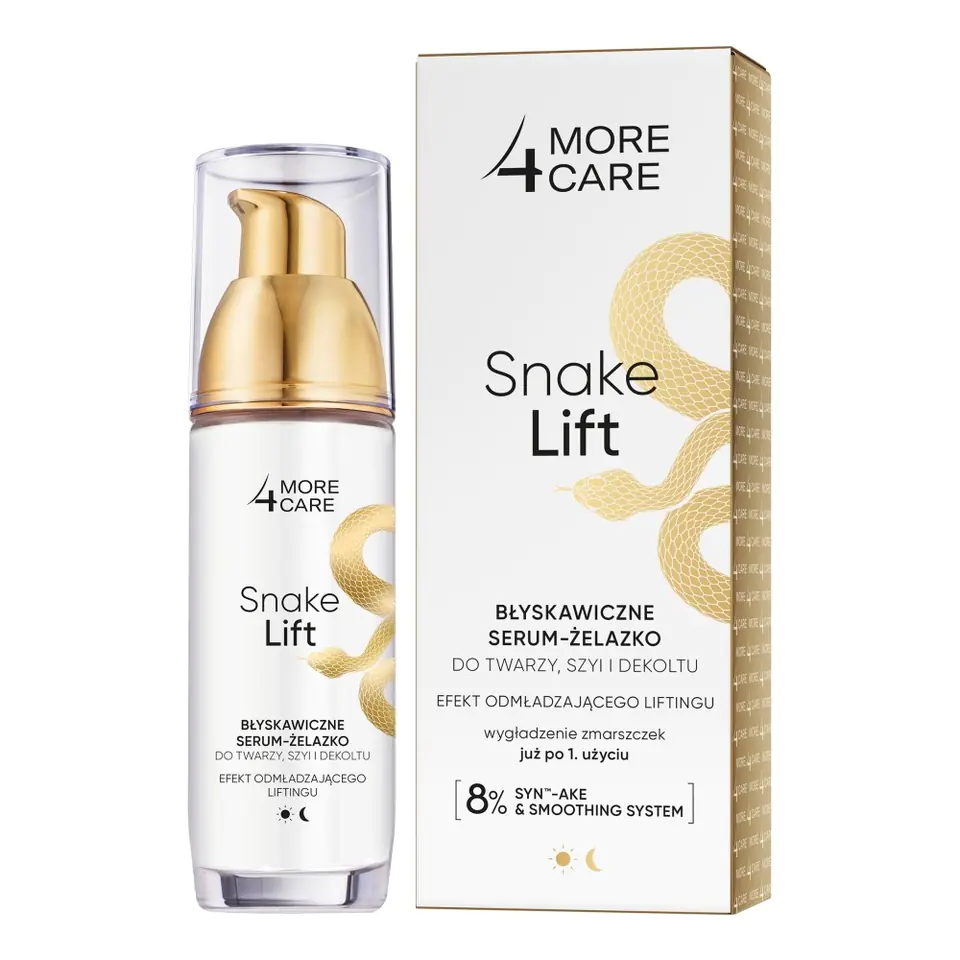 ⁨More4Care Snake Lift Błyskawiczne Serum-żelazko do twarzy,szyi i dekoltu 35ml⁩ w sklepie Wasserman.eu