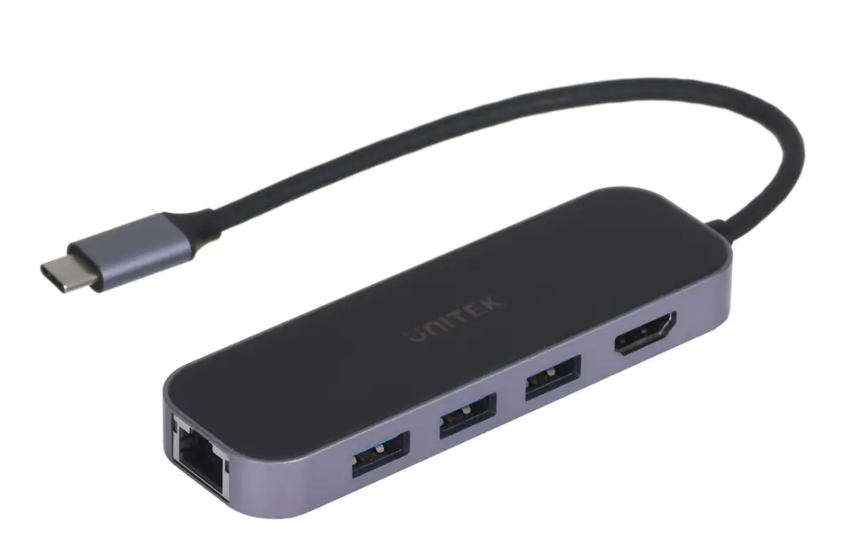 ⁨UNITEK HUB USB-C 3.1,RJ-45,3XUSB-A,HDMI,4K,PD100W⁩ at Wasserman.eu