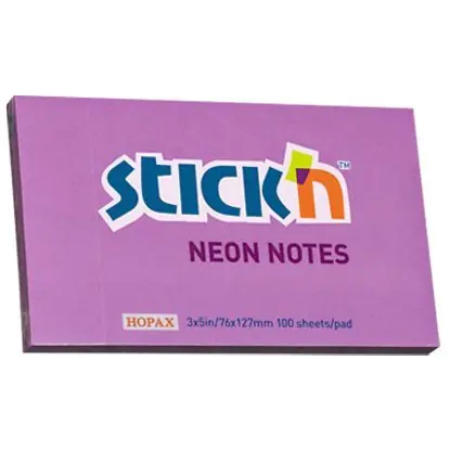 ⁨Bloczek STICK"N 127x76mm fioletowy neonowy 100k 21214 STICK"N⁩ w sklepie Wasserman.eu