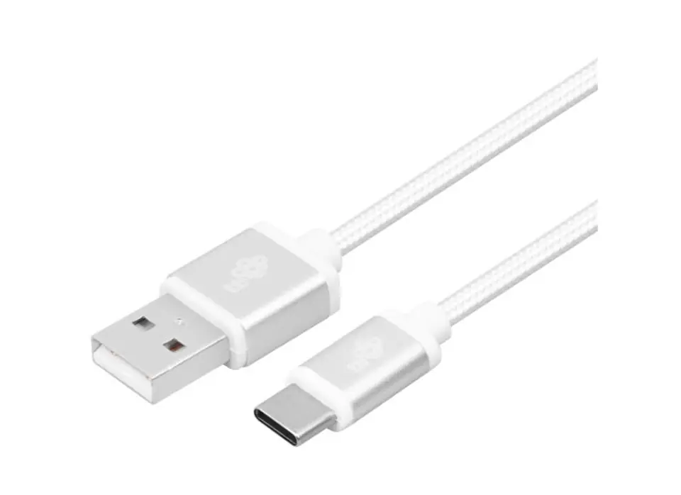 ⁨Kabel USB-USB C 2m srebrny sznurek⁩ w sklepie Wasserman.eu