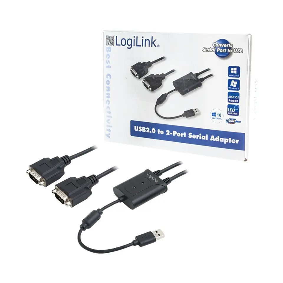 ⁨Adapter USB 2.0 do 2x port szeregowy⁩ w sklepie Wasserman.eu