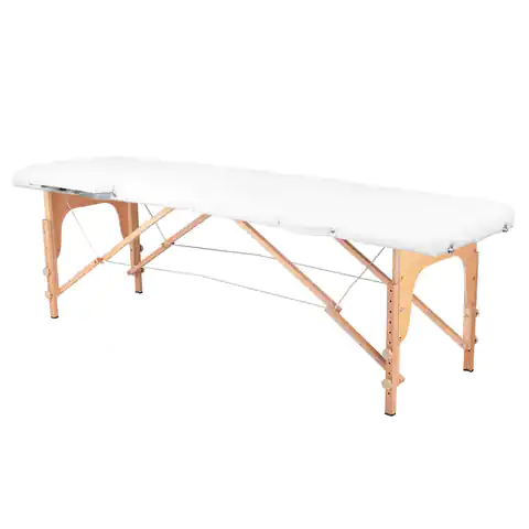 ⁨Stół składany do masażu drewniany Komfort Activ Fizjo 2 segmentowe white⁩ w sklepie Wasserman.eu
