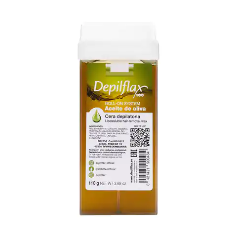 ⁨Depilflax 100 depilatory wax roll olive 110 g⁩ at Wasserman.eu
