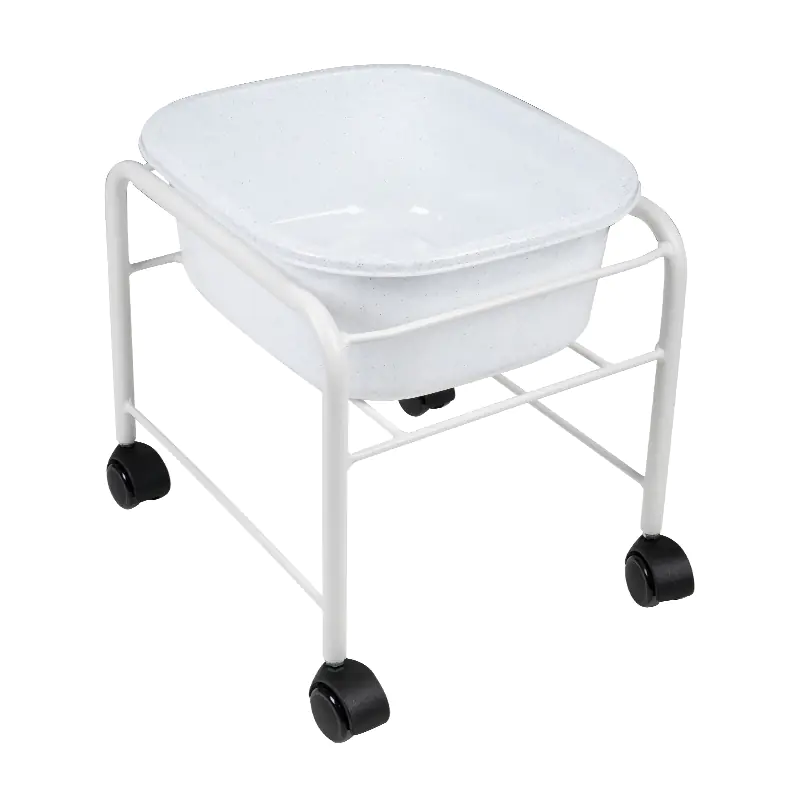 ⁨Straight pedicure shower tray with wheels white⁩ at Wasserman.eu