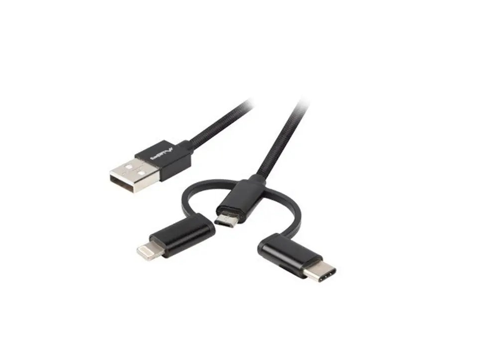 3in1 USB AM(M)- USB micro+Lightning+USB Cable at Wasserman.eu
