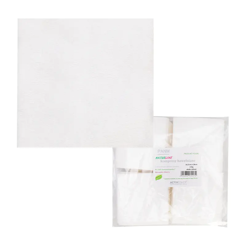 ⁨Naturline cotton compresses 150 g 16,5 cm x18 cm⁩ at Wasserman.eu