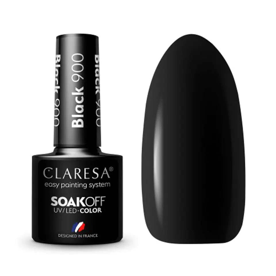 ⁨CLARESA Lakier hybrydowy BLACK 900 -5g⁩ w sklepie Wasserman.eu