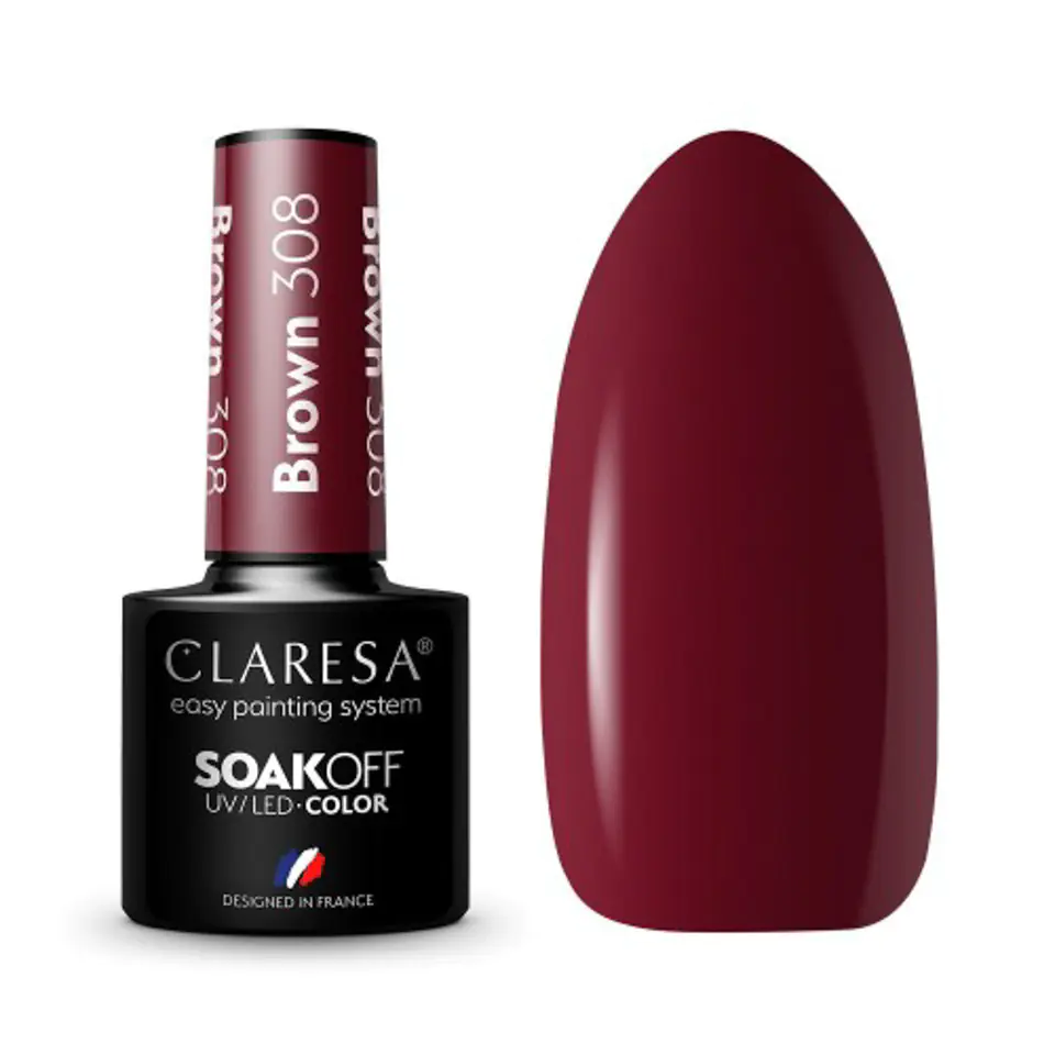 ⁨CLARESA Hybrid polish BROWN 308 -5g⁩ at Wasserman.eu