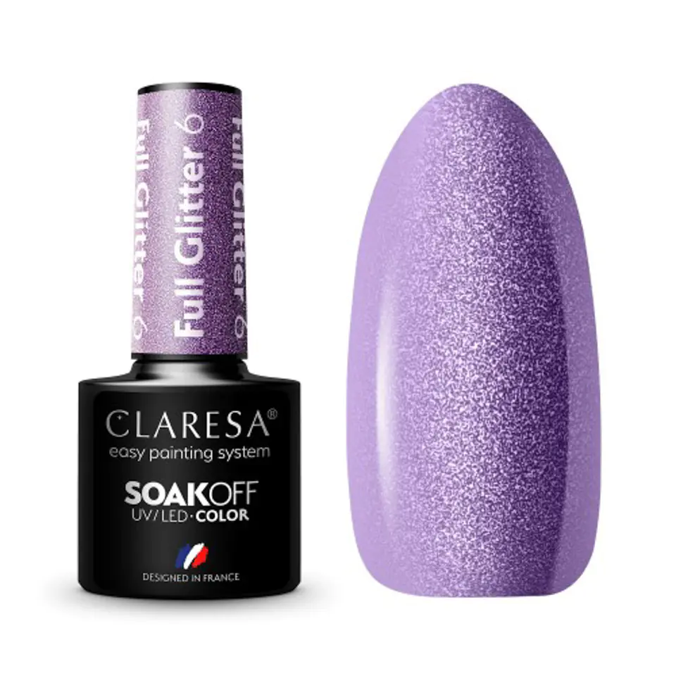 ⁨CLARESA Gel polish FULL GLITTER 6 -5g⁩ at Wasserman.eu