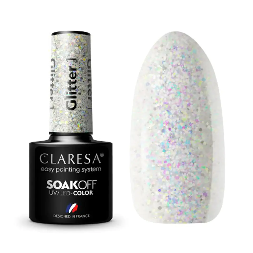 ⁨CLARESA Hybrid polish GLITTER 1 -5g⁩ at Wasserman.eu