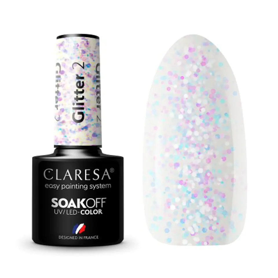 ⁨CLARESA Lakier hybrydowy GLITTER 2 -5g⁩ w sklepie Wasserman.eu