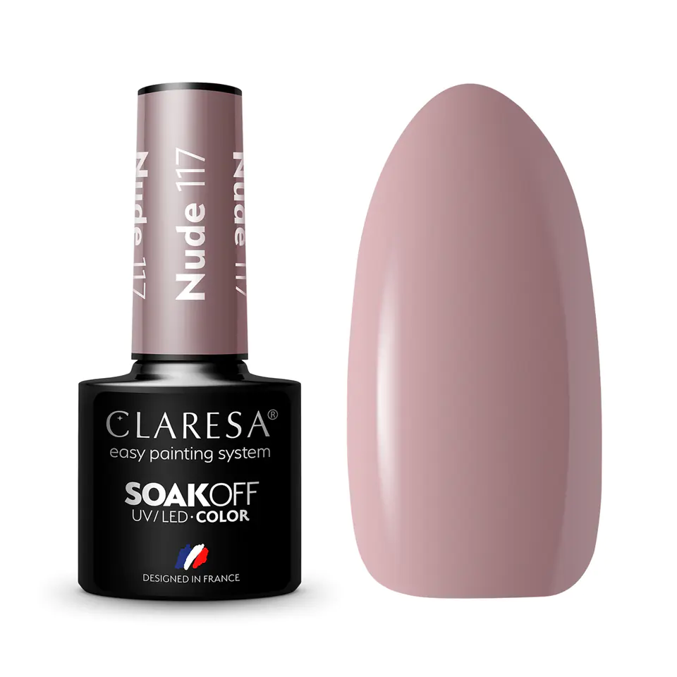 ⁨CLARESA Lakier hybrydowy NUDE 117 -5g⁩ w sklepie Wasserman.eu