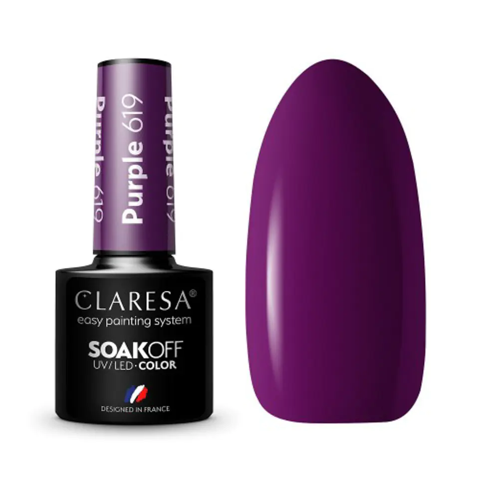 ⁨CLARESA Hybrid polish PURPLE 619 -5g⁩ at Wasserman.eu