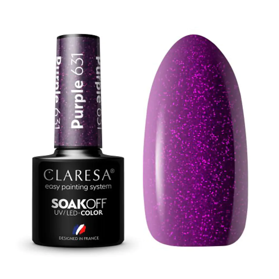 ⁨CLARESA Lakier hybrydowy PURPLE 631 -5g⁩ w sklepie Wasserman.eu