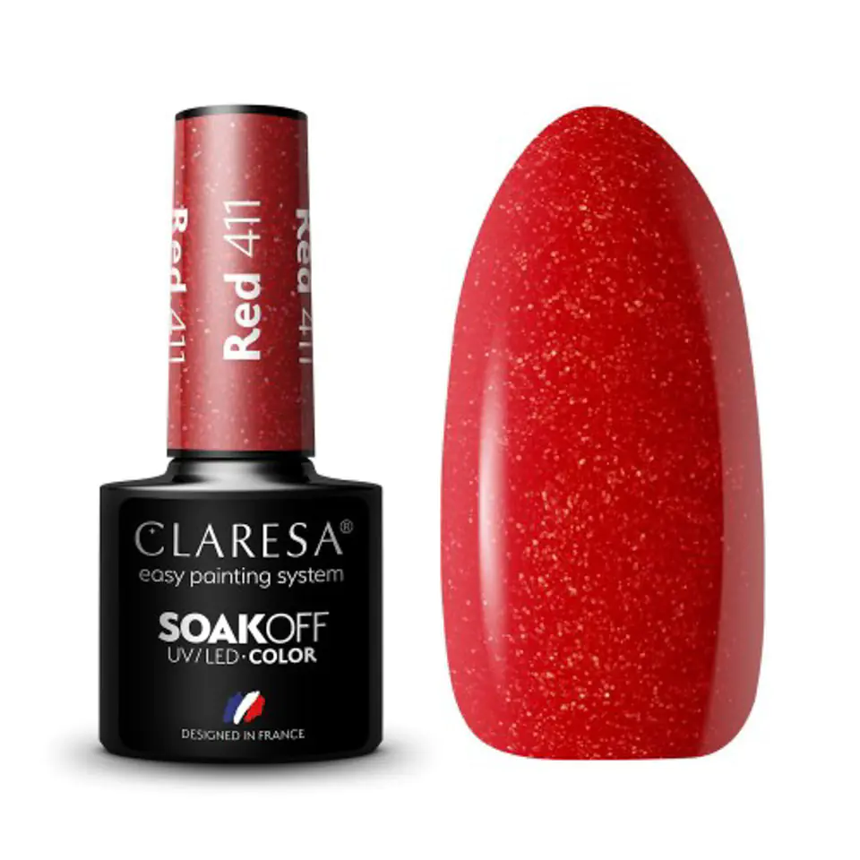 ⁨CLARESA Lakier hybrydowy RED 411 -5g⁩ w sklepie Wasserman.eu