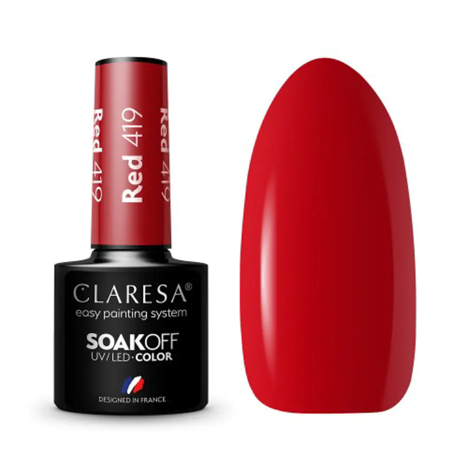 ⁨CLARESA Lakier hybrydowy RED 419 -5g⁩ w sklepie Wasserman.eu
