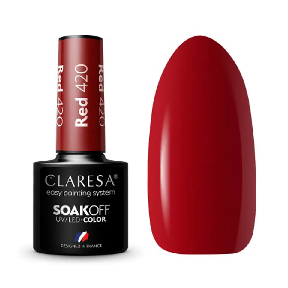 ⁨CLARESA Lakier hybrydowy RED 420 -5g⁩ w sklepie Wasserman.eu