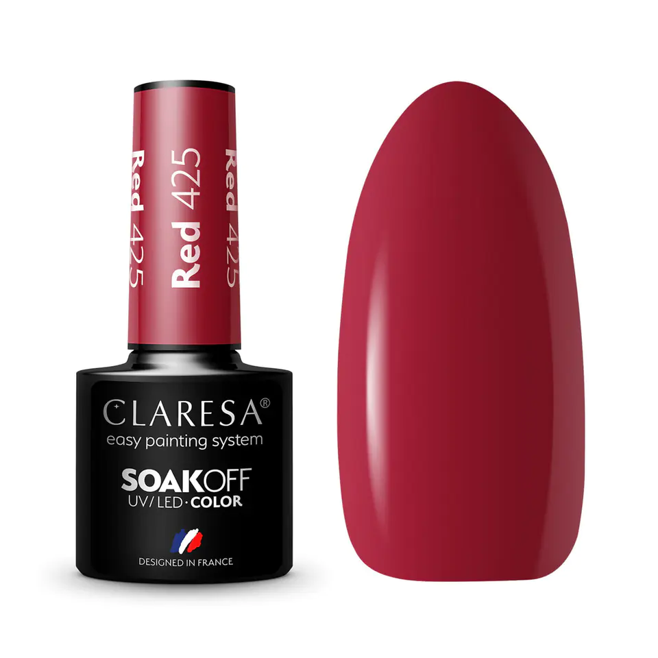 ⁨CLARESA Lakier hybrydowy RED 425 -5g⁩ w sklepie Wasserman.eu