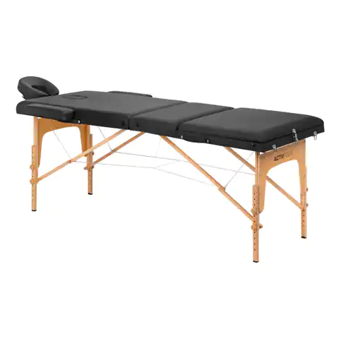 ⁨Stół składany do masażu drewniany Komfort Activ Fizjo Lux 3 segmentowy 190x70 czarny⁩ w sklepie Wasserman.eu