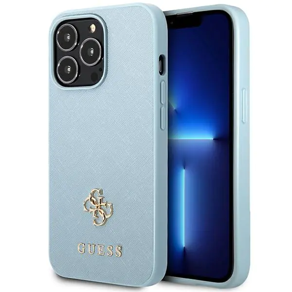 ⁨Guess GUHCP13LPS4MB iPhone 13 Pro / 13 6,1" niebieski/blue hardcase Saffiano 4G Small Metal Logo⁩ w sklepie Wasserman.eu