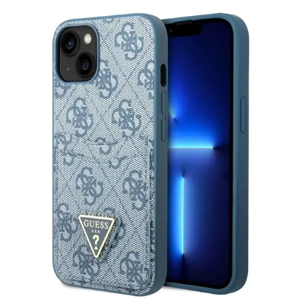 ⁨Guess GUHCP13SP4TPB iPhone 13 mini 5,4" niebieski/blue hardcase 4G Triangle Logo Cardslot⁩ w sklepie Wasserman.eu